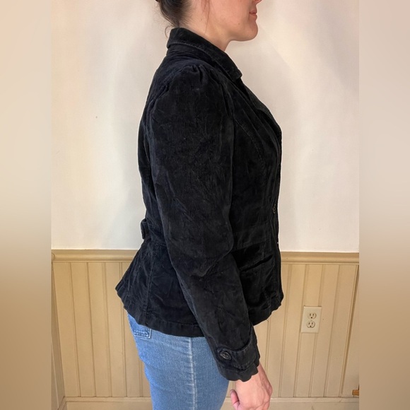 St. Johns Bay Corduroy Jacket Black Cotton Three Button Vintage Women’s Sz PXL - Picture 7 of 11